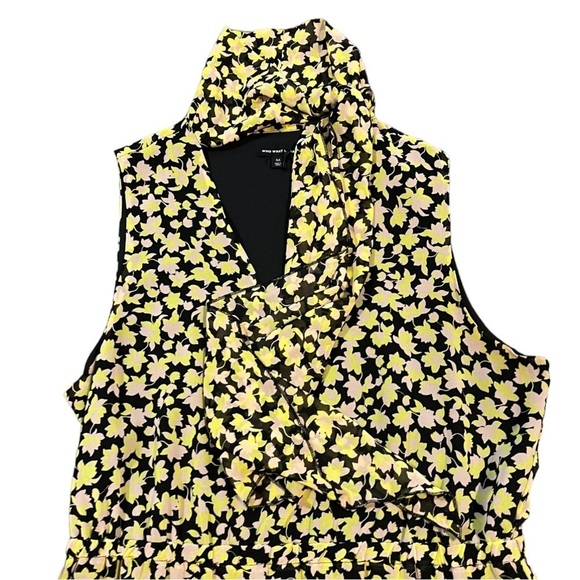 Who What Wear Neon Floral Yellow Black Maxi Dress Tiered Whimsigoth Cottagecore - Picture 1 of 12